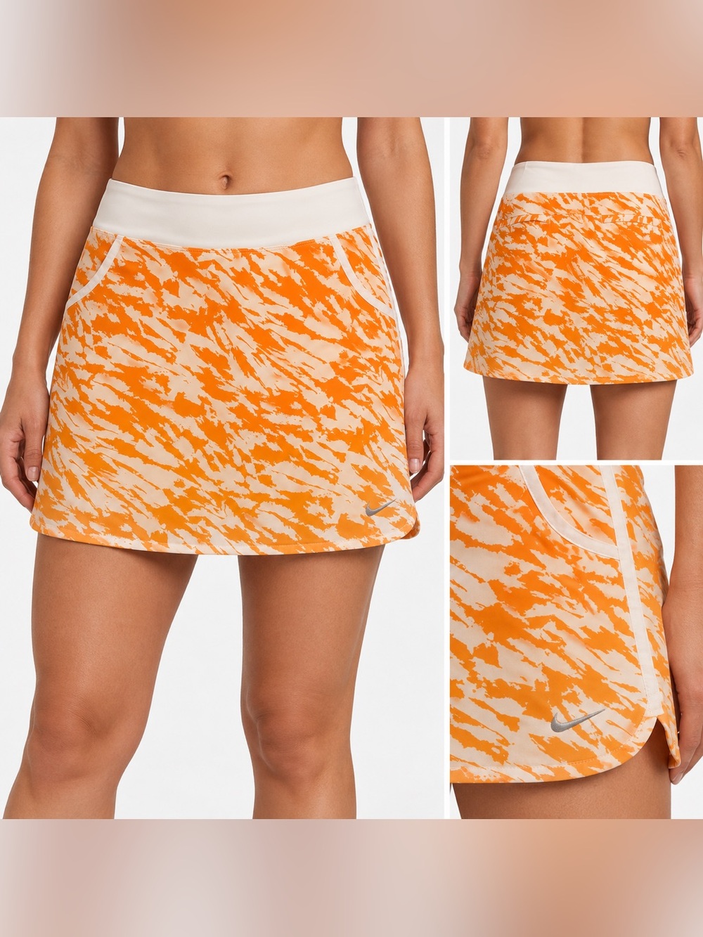 Nike Golf Tour Performance Dri-FIT Tie-Dye Skort Orange & White Small Size S